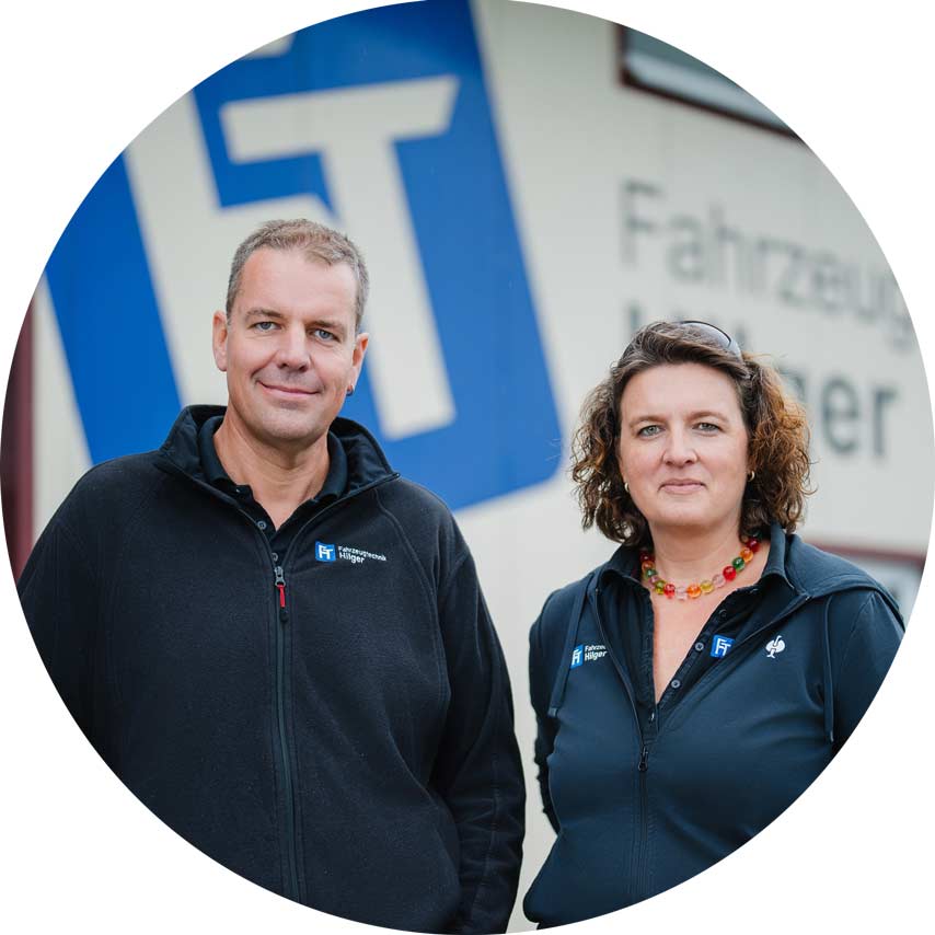Stefan und Gabi Hilger von der Kfz-Werkstatt Hilger Fahrzeugtechnik in Aying
